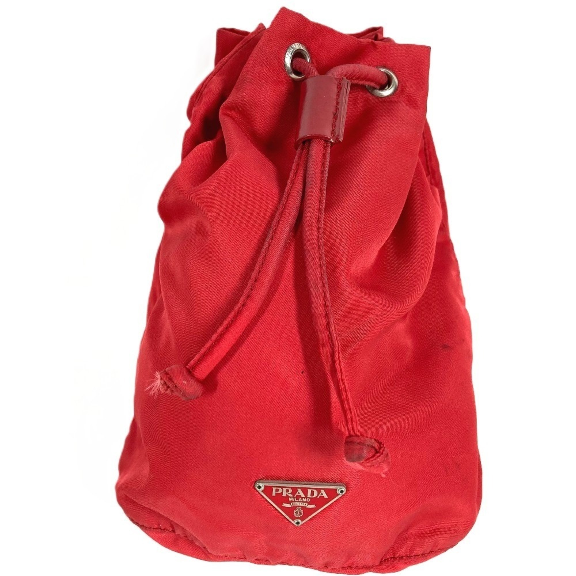 Prada Triangle Logo Drawstring Bag, Handbag, Makeup Pouch, Multi-Purpose Cosm...